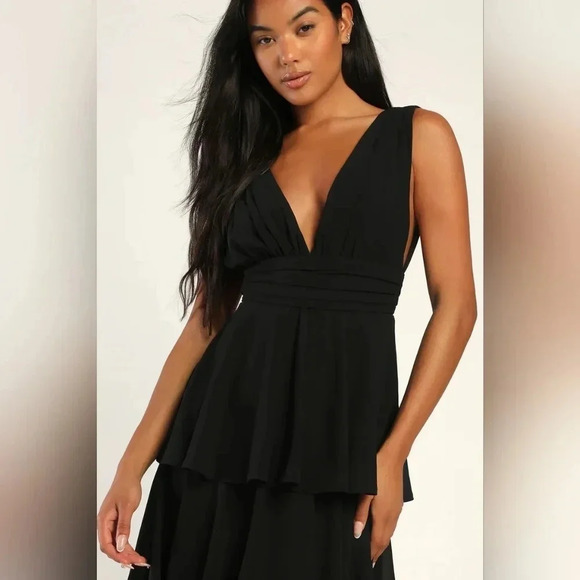 Lulus Amazing Evening Black Tiered Maxi Dress Wedding Party Prom Bridesmaid - Picture 5 of 11